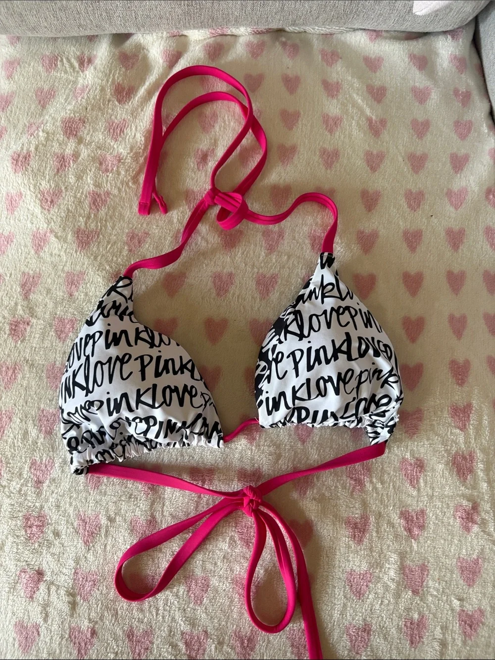Pink Victoria’s Secret triangle swim top